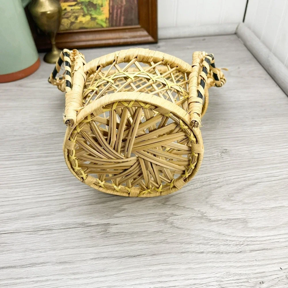 Vintage Wicker Peacock Chair Plant Holder - Black Accent Decor‎
